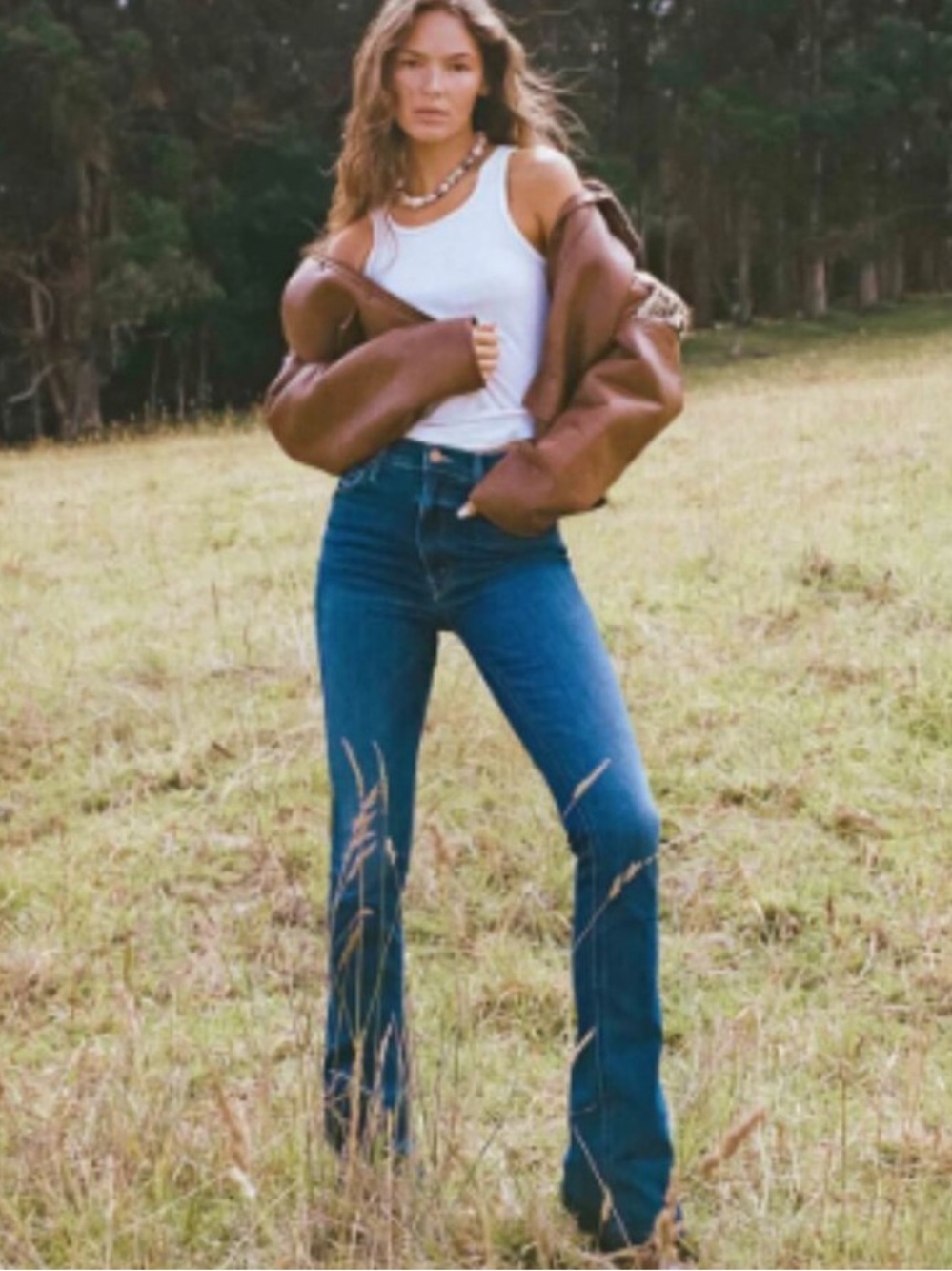 Mother High Waisted Runaway Teaming Up Flare Jean Blue Denim Size 27